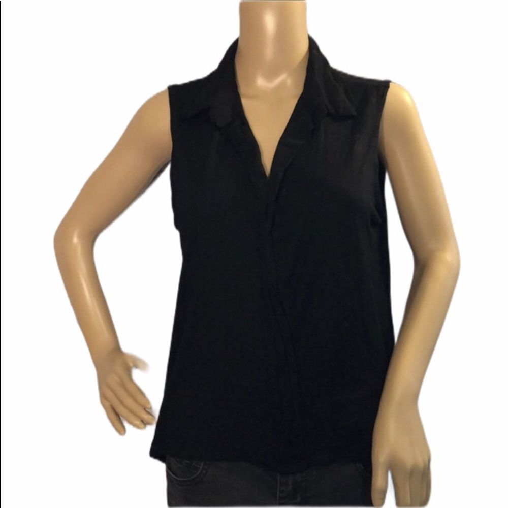 Paper Crane Black Semi Sheer Sleeveless Top L